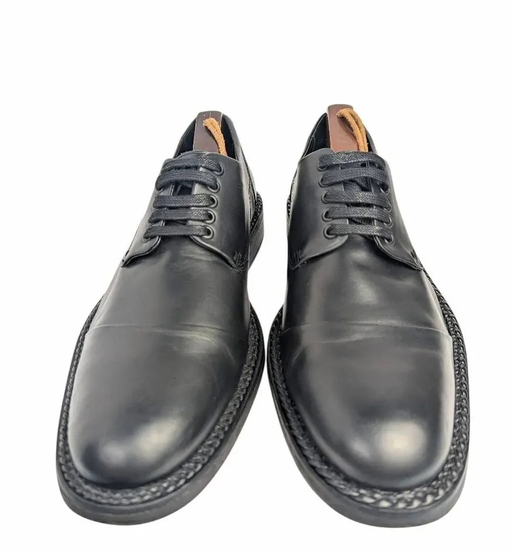 Karl Lagerfeld Paris Black leather cap toe braided Oxford dress shoes mens 11